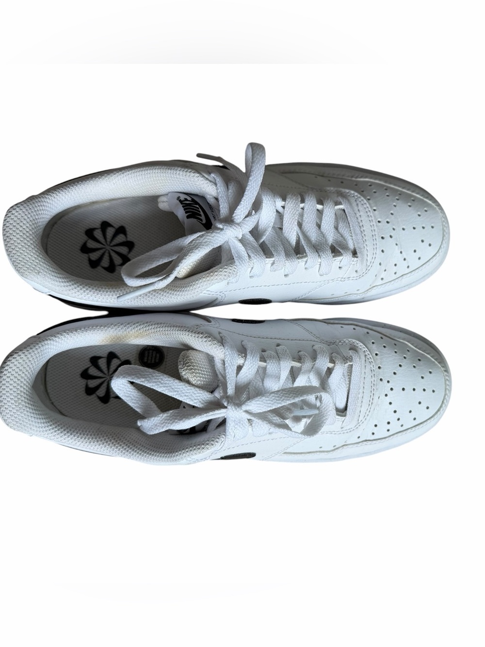 Nike Court Vision Low Next Nature Leather Sneakers Womens 9 Black White - Picture 4 of 8